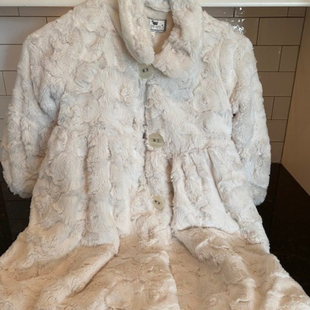 Girls Off White Faux Fur Coat